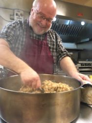 Rev. Bob making his homemade stuffing for our Thanksgiving feast