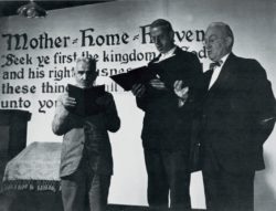 Men singing in chapel - old